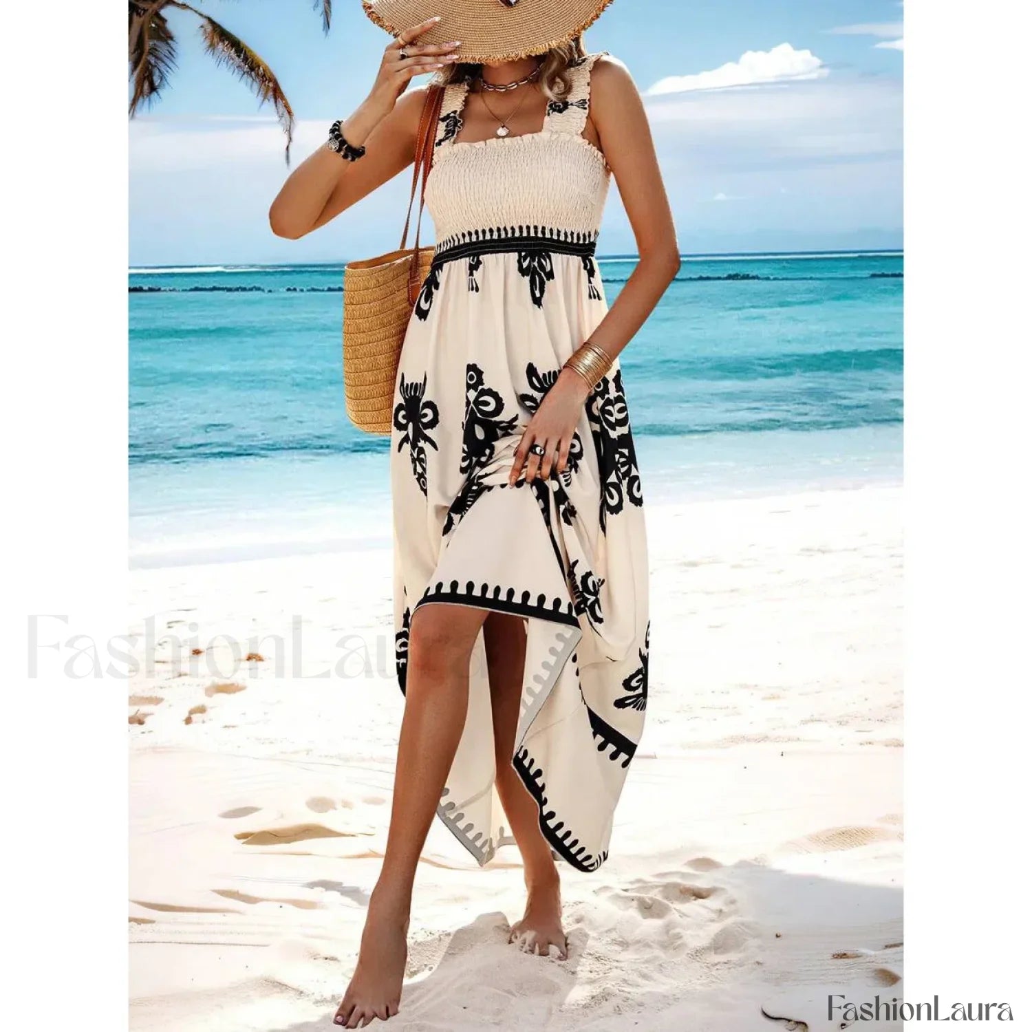 Sleeveless A Line Party Boho Dress WHITE / S
