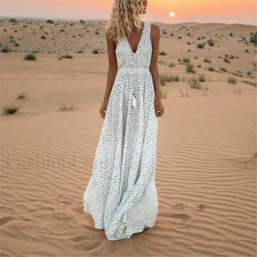 Sleeveless A Line Patchwork Boho Dress