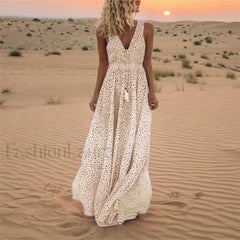 Sleeveless A Line Patchwork Boho Dress