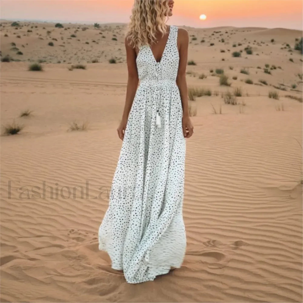 Sleeveless A Line Patchwork Boho Dress