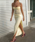 Sleeveless Bodycon Fashion Maxi Dress Light Yellow / S