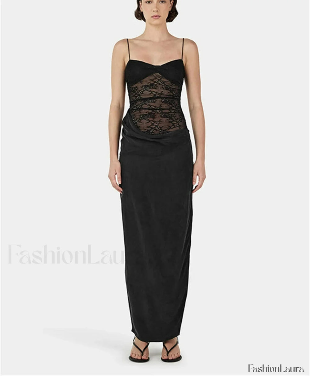 Sleeveless Bodycon Fashion Maxi Dress Black / S