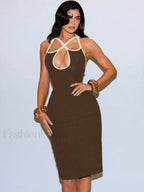 Sleeveless Cami Midi Dress Coffee / S