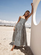 Sleeveless Pinstripe Long Dress Dresses