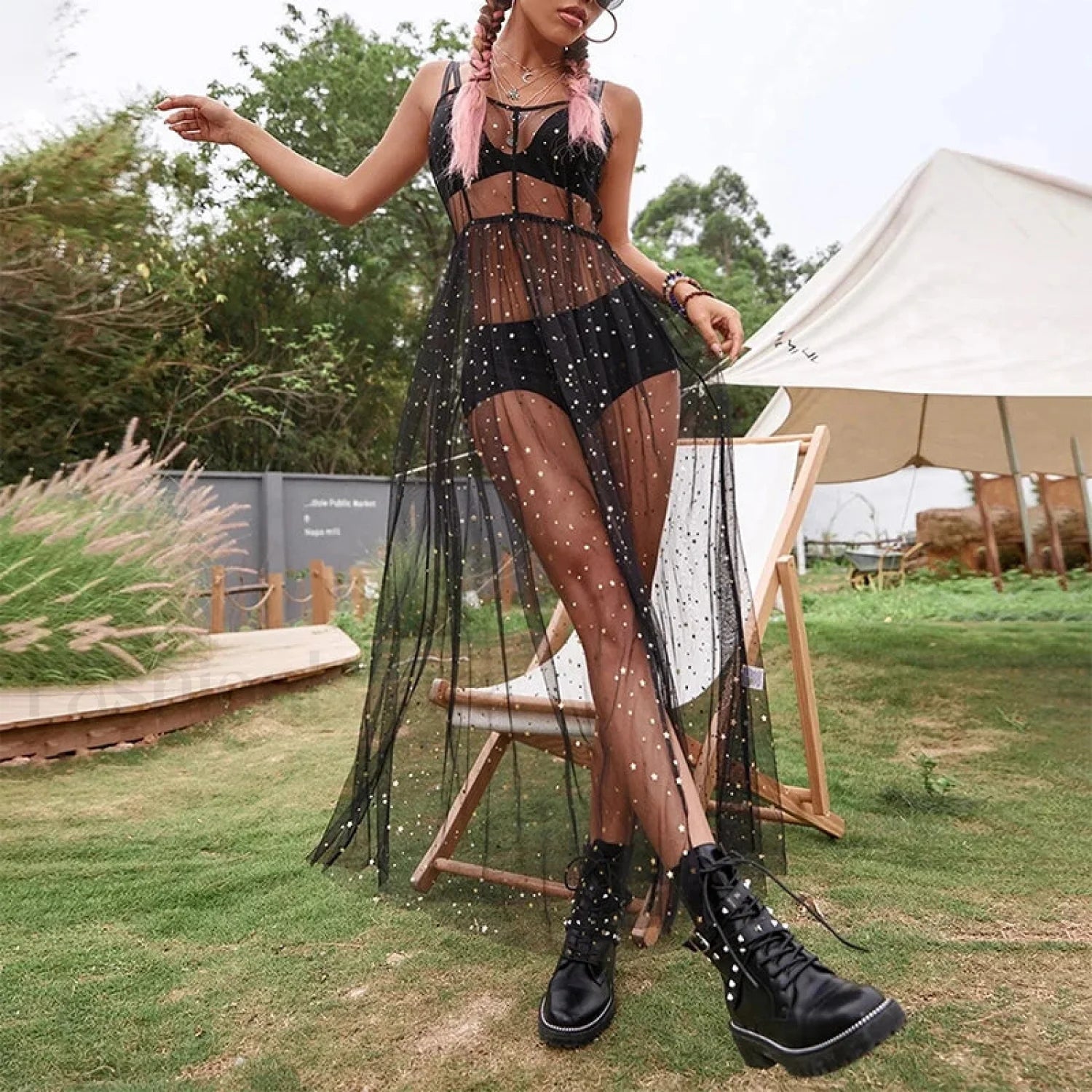 Sleeveless Sequin Split Cover Up Secondary image