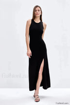 Sleeveless Split Bodycon Work Dress Black / S