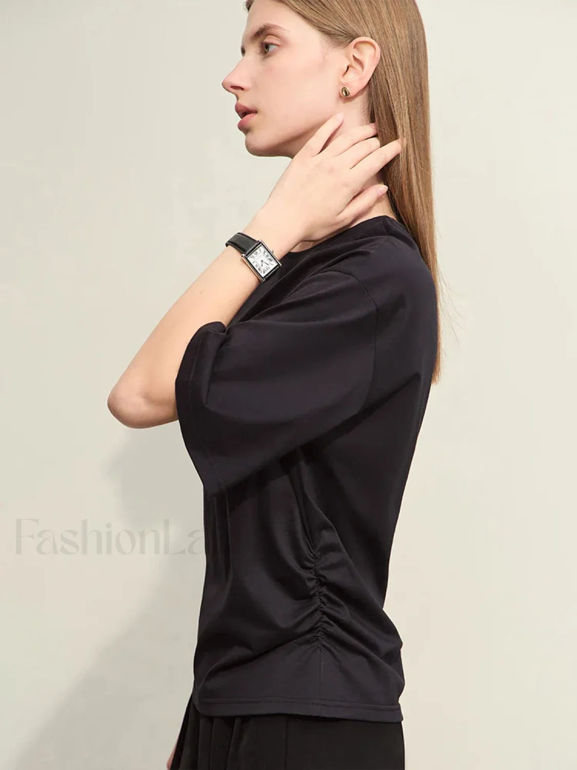 Slightly Elastic Loose Cotton T-Shirt Secondary image