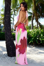 Slim Fit Hip Halter Vacation Floral Dress