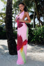 Slim Fit Hip Halter Vacation Floral Dress Pink / S