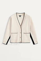 Slim Fit Patchwork Knit Cardigan White / S