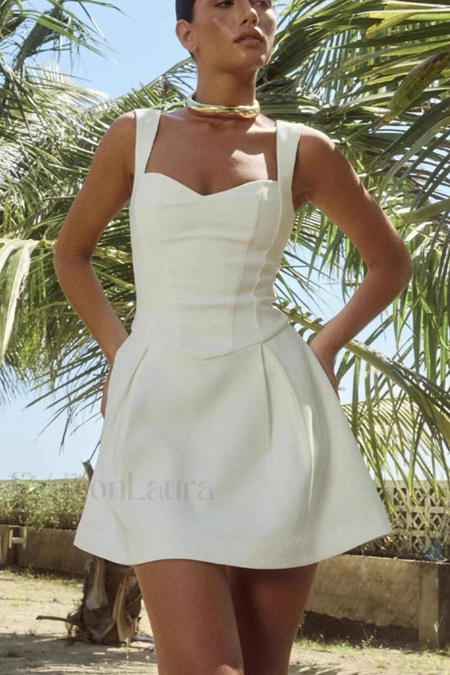 Slim Fit Waist Spice Girl Strappy Mini Dress White / S Main image