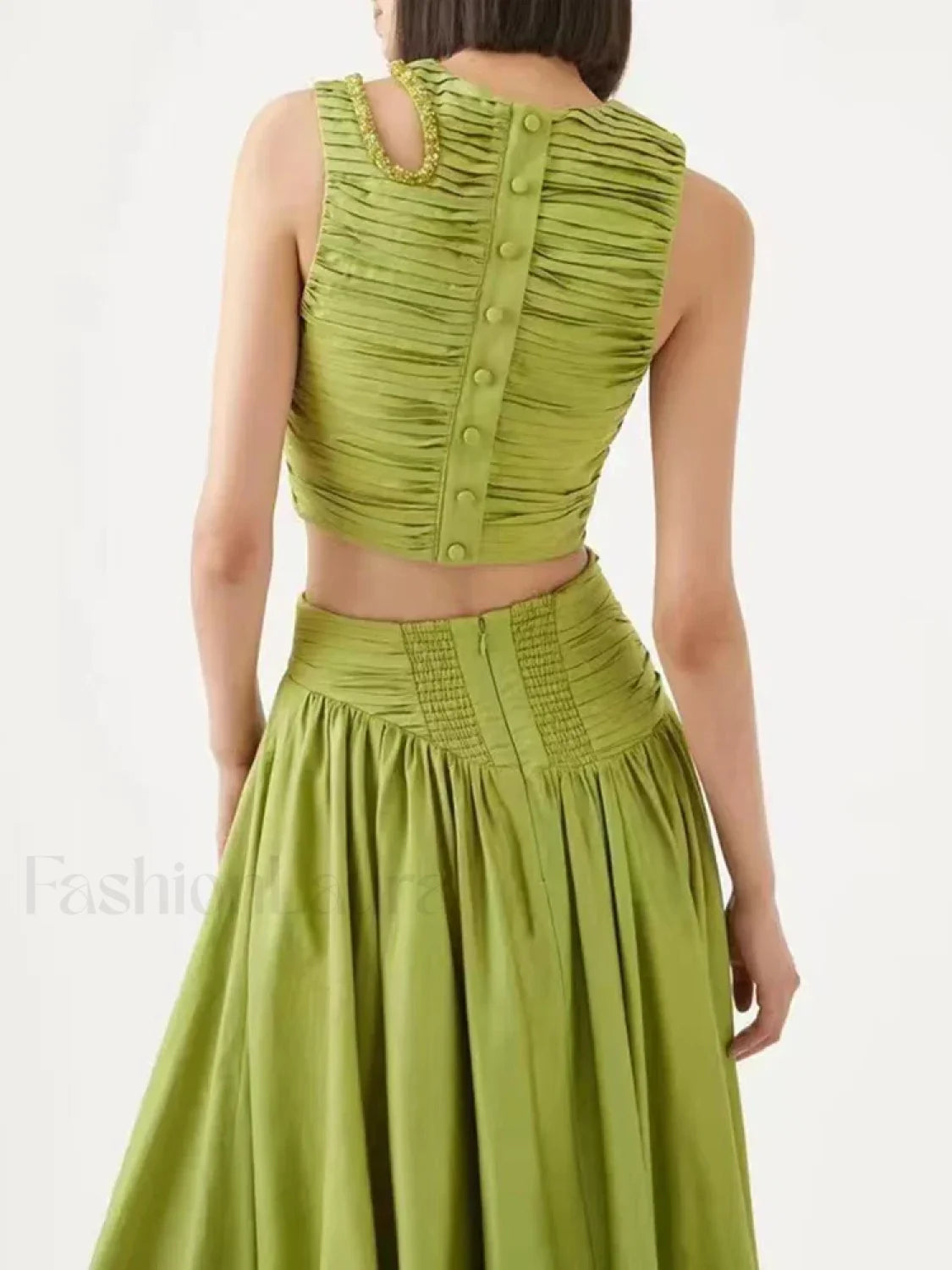 Slim Hollow Pleated Skirt Two Piece Set Secondary image