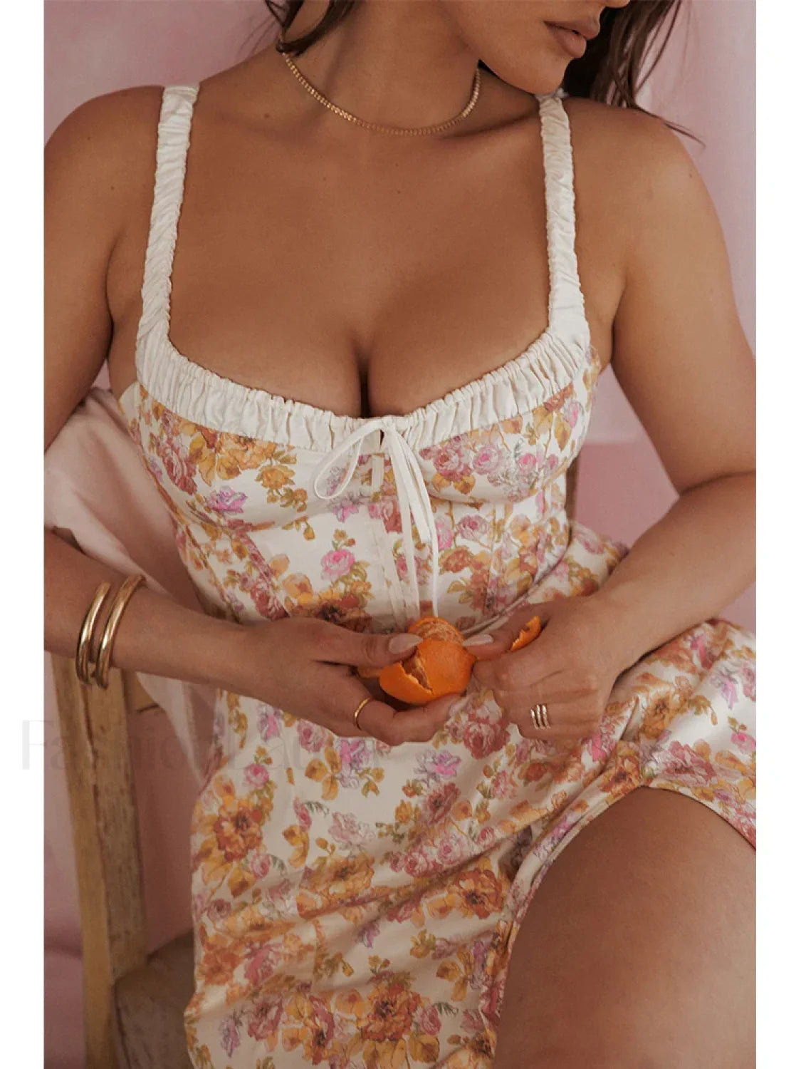 Slim Spaghetti Strap Floral Dress