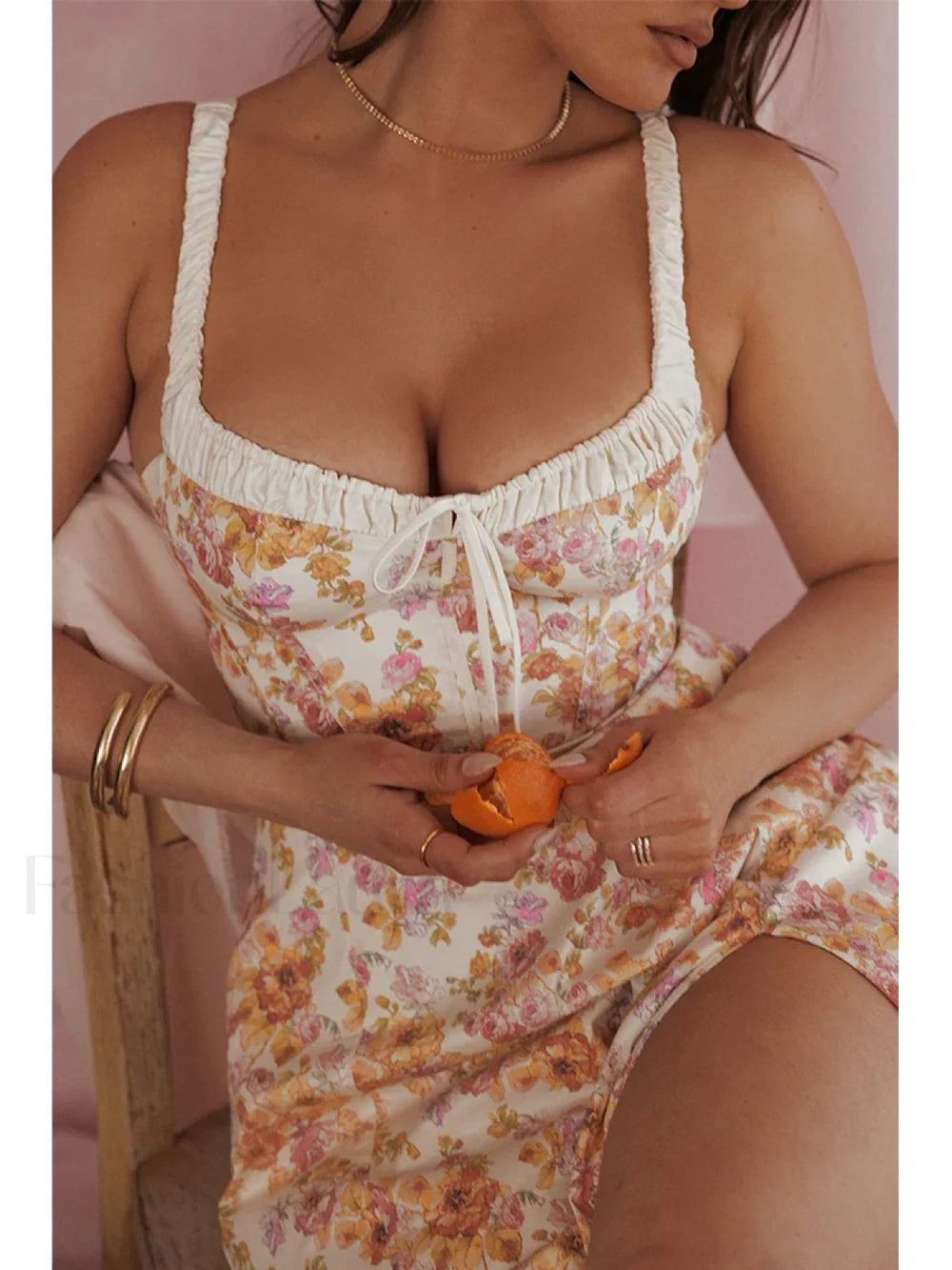Slim Spaghetti Strap Floral Dress