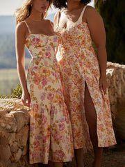 Slim Spaghetti Strap Floral Dress
