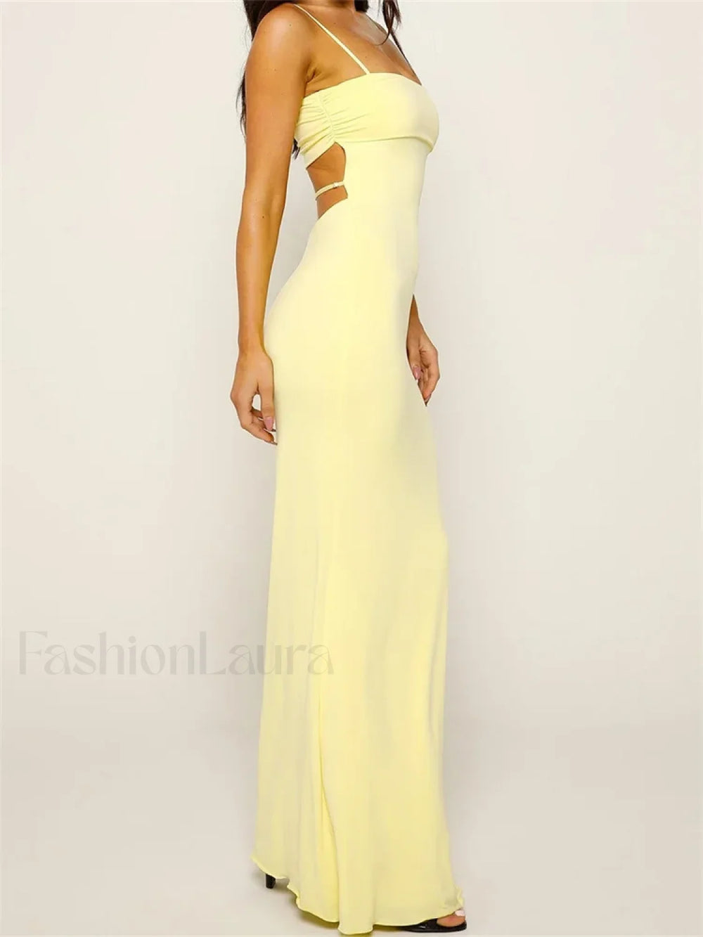Slim Square Backless Maxi Dress