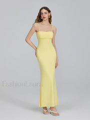 Slim Square Strap Party Maxi Dress