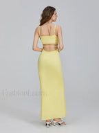 Slim Square Strap Party Maxi Dress