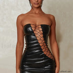 Slimming Strap Waist Mini Dress Black / S