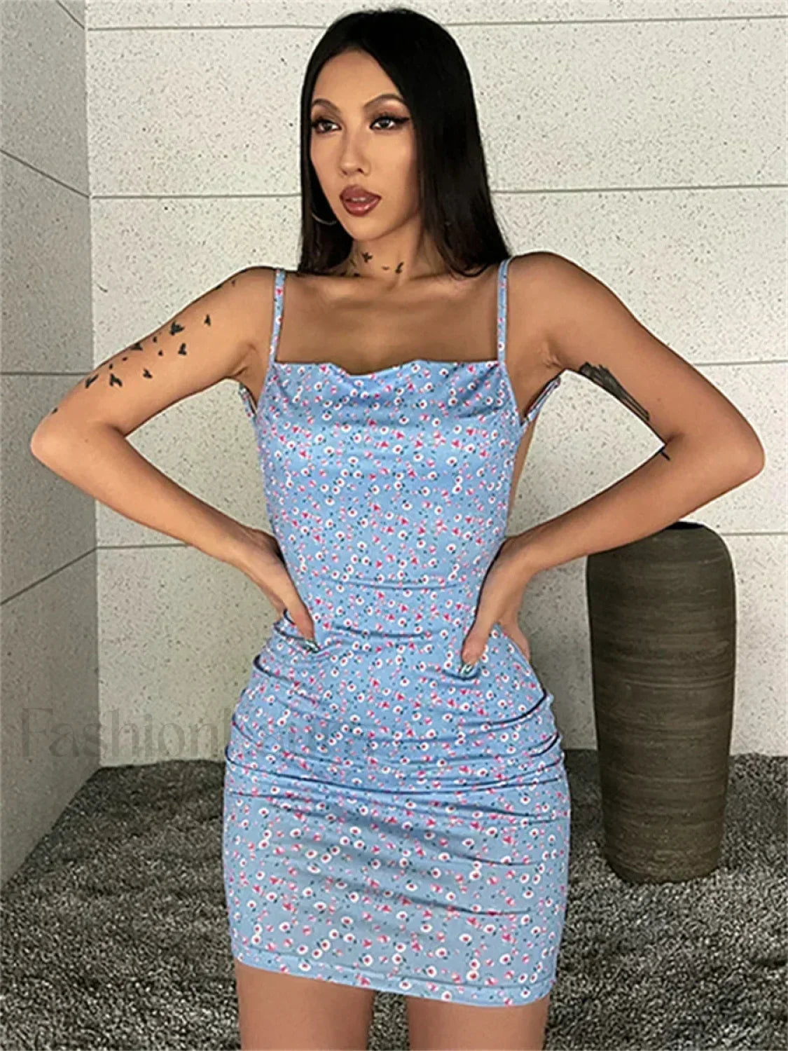 Sling Wrap Bodycon Floral Dress