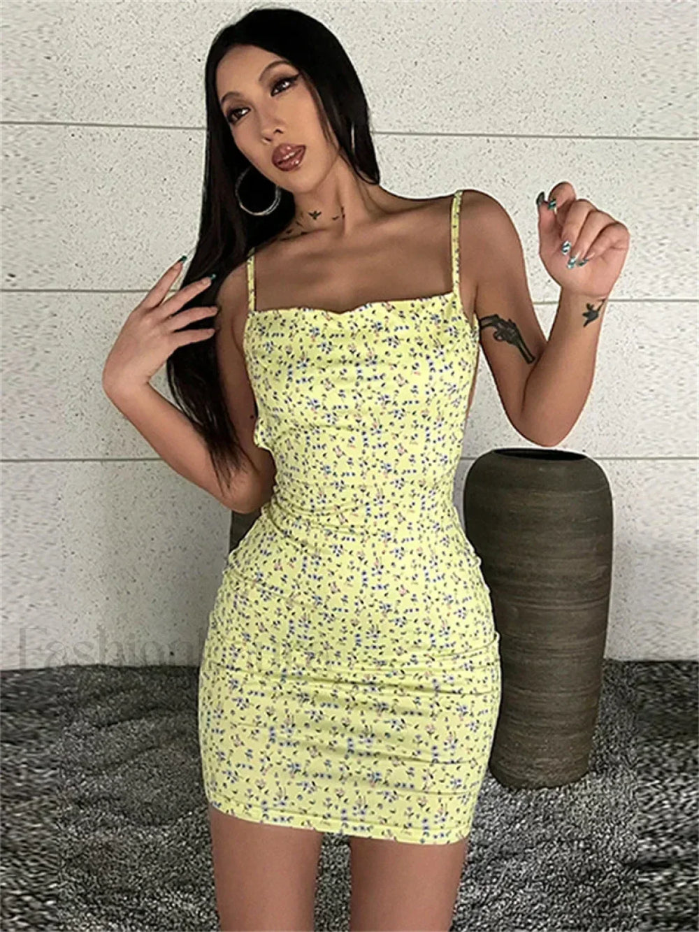 Sling Wrap Bodycon Floral Dress