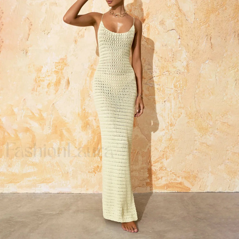 Slit Bodycon Knit Maxi Cover Up