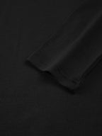 Sliver Lining Contrast Neckline Long Sleeve Top T Shirts