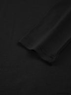 Sliver Lining Contrast Neckline Long Sleeve Top T Shirts