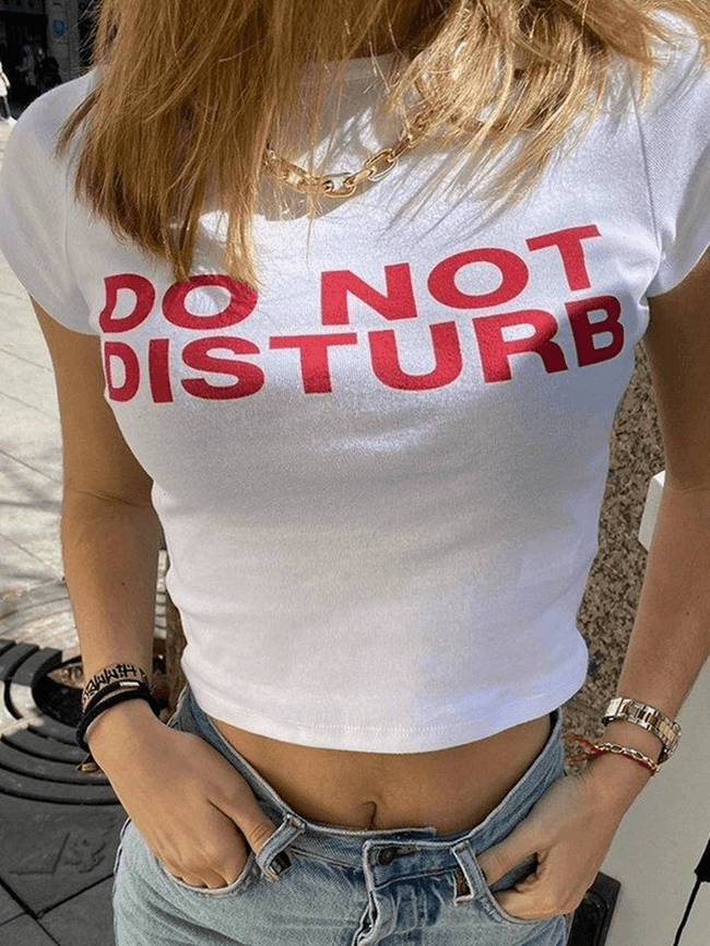 Slogan Print White Crop Top White / S Tops&Tees Main image