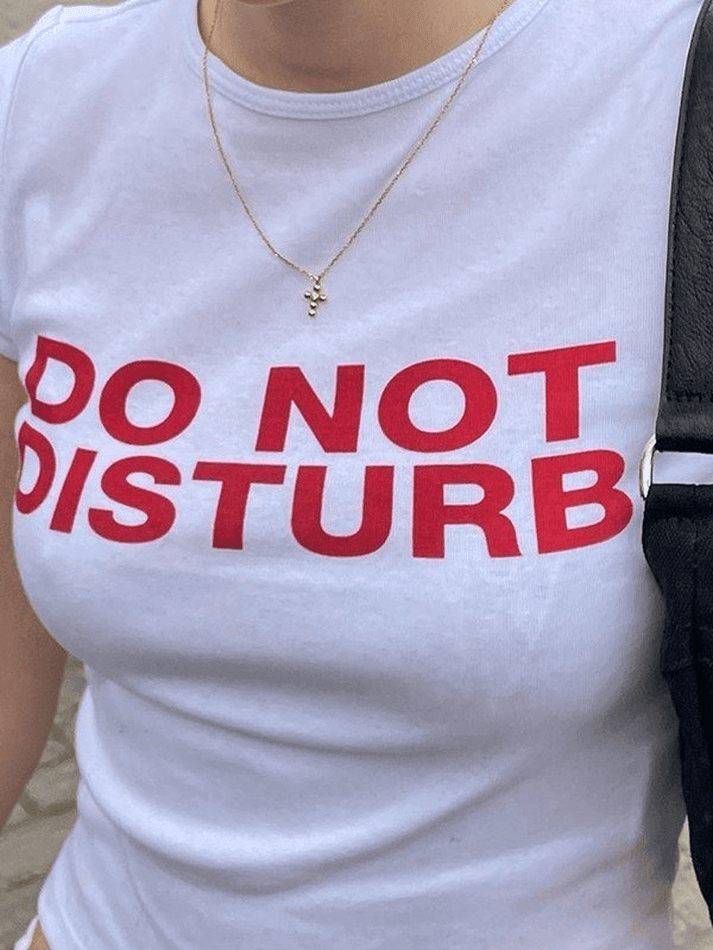 Slogan Print White Crop Top Tops&Tees