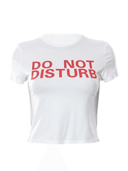 Slogan Print White Crop Top Tops&Tees