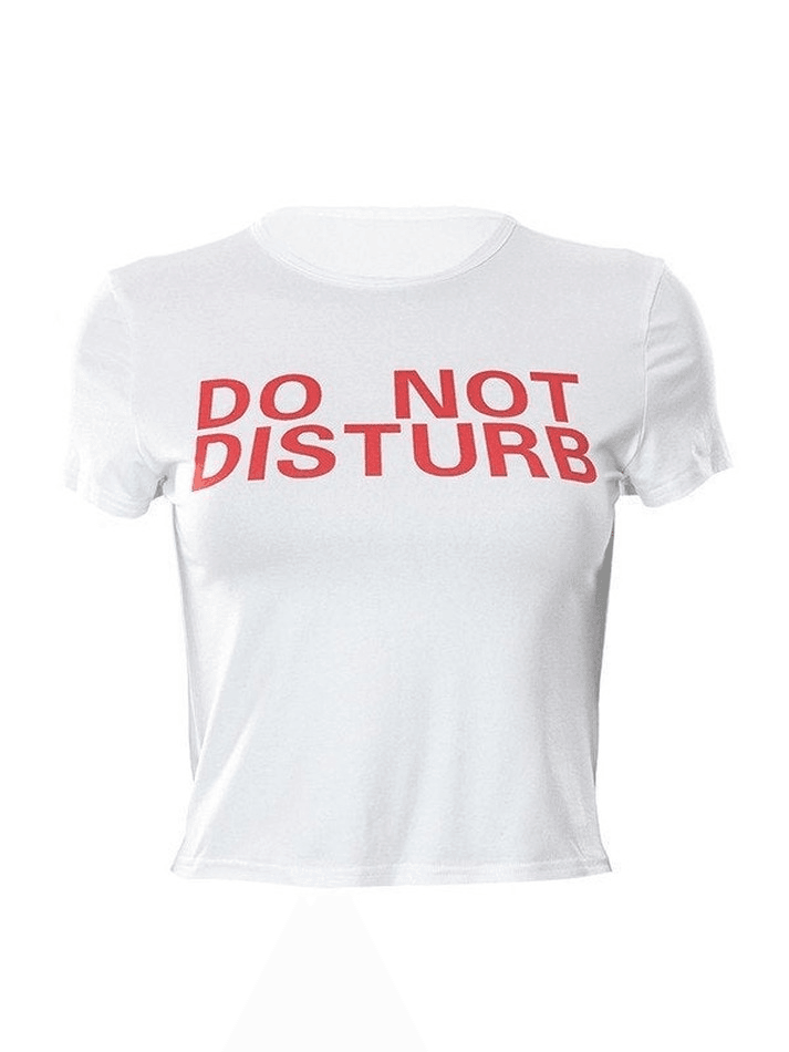 Slogan Print White Crop Top Tops&Tees