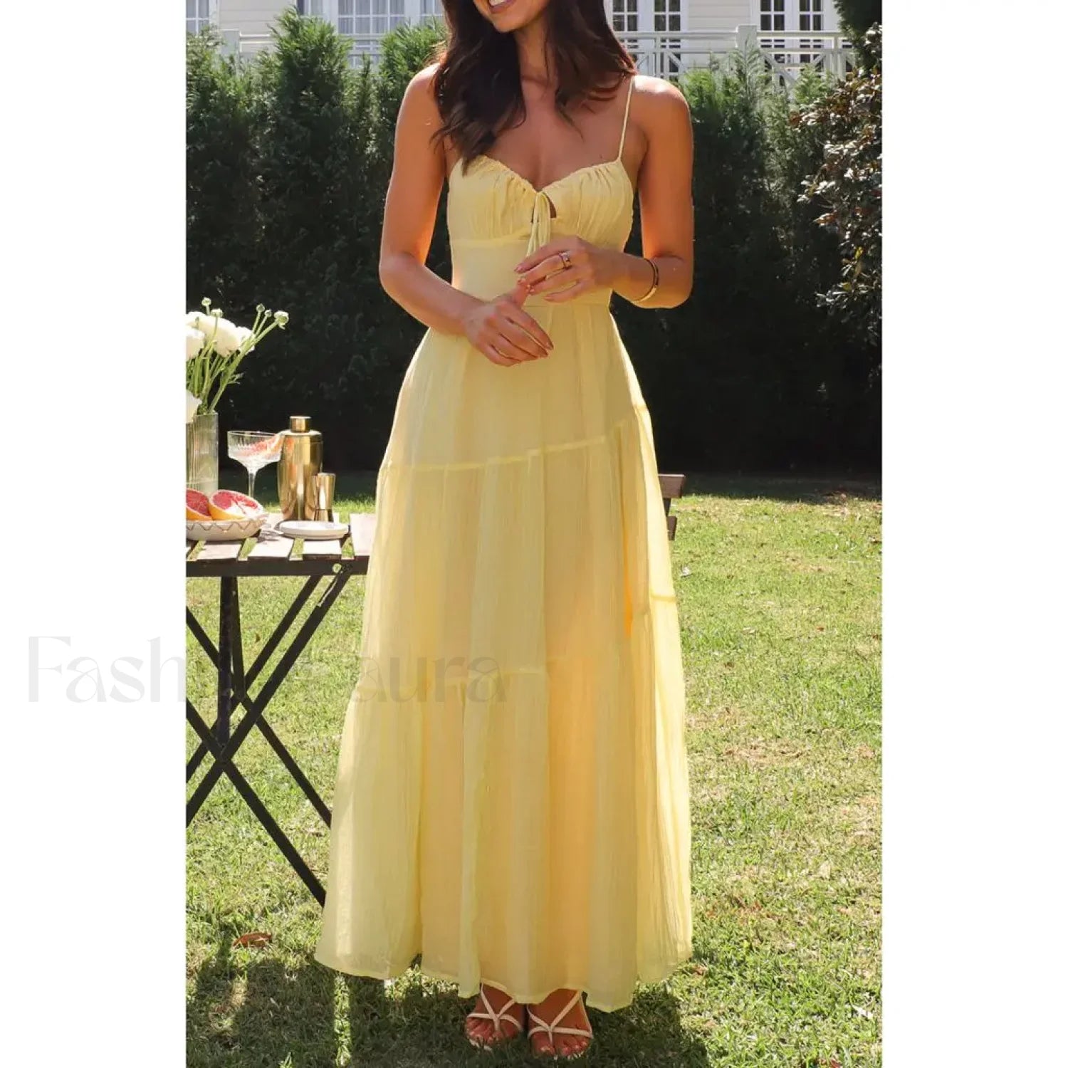 Smocked Bow-Front Midi Dress Secondary image