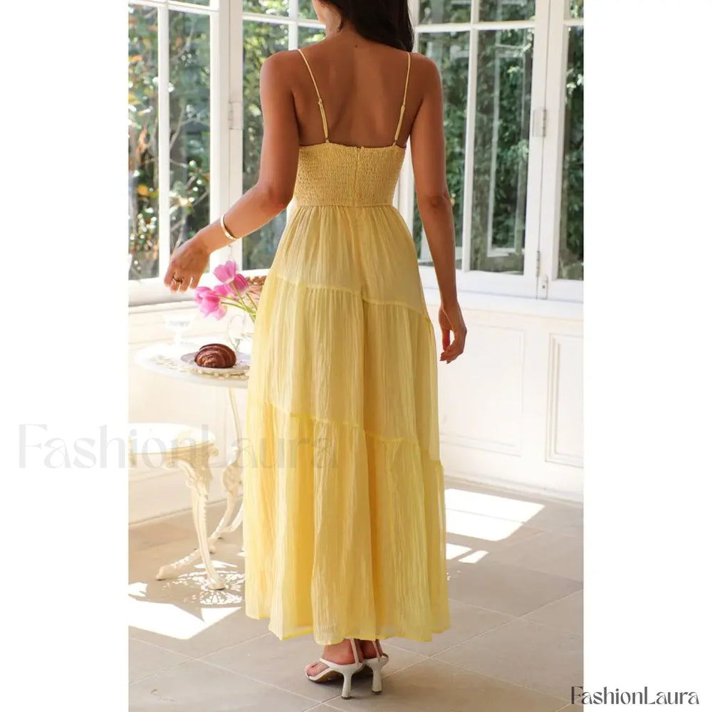 Smocked Bow Front Midi Dress