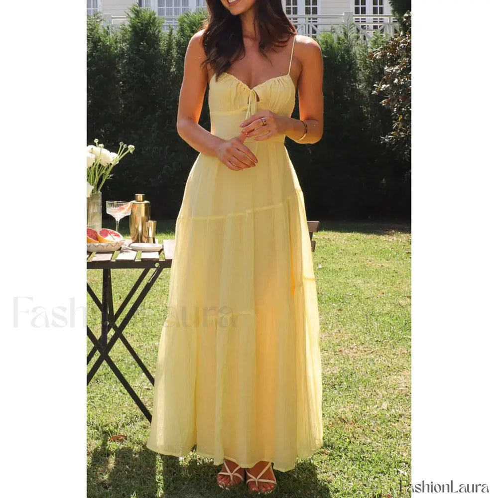 Smocked Bow Front Midi Dress