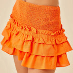 Smocked Waist Tiered Mini Skirt