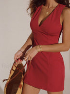 Snug V Neck Sleeveless Short Dress Dresses