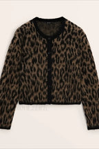 Soft Waxy Round Neck Cardigan Brown / XS
