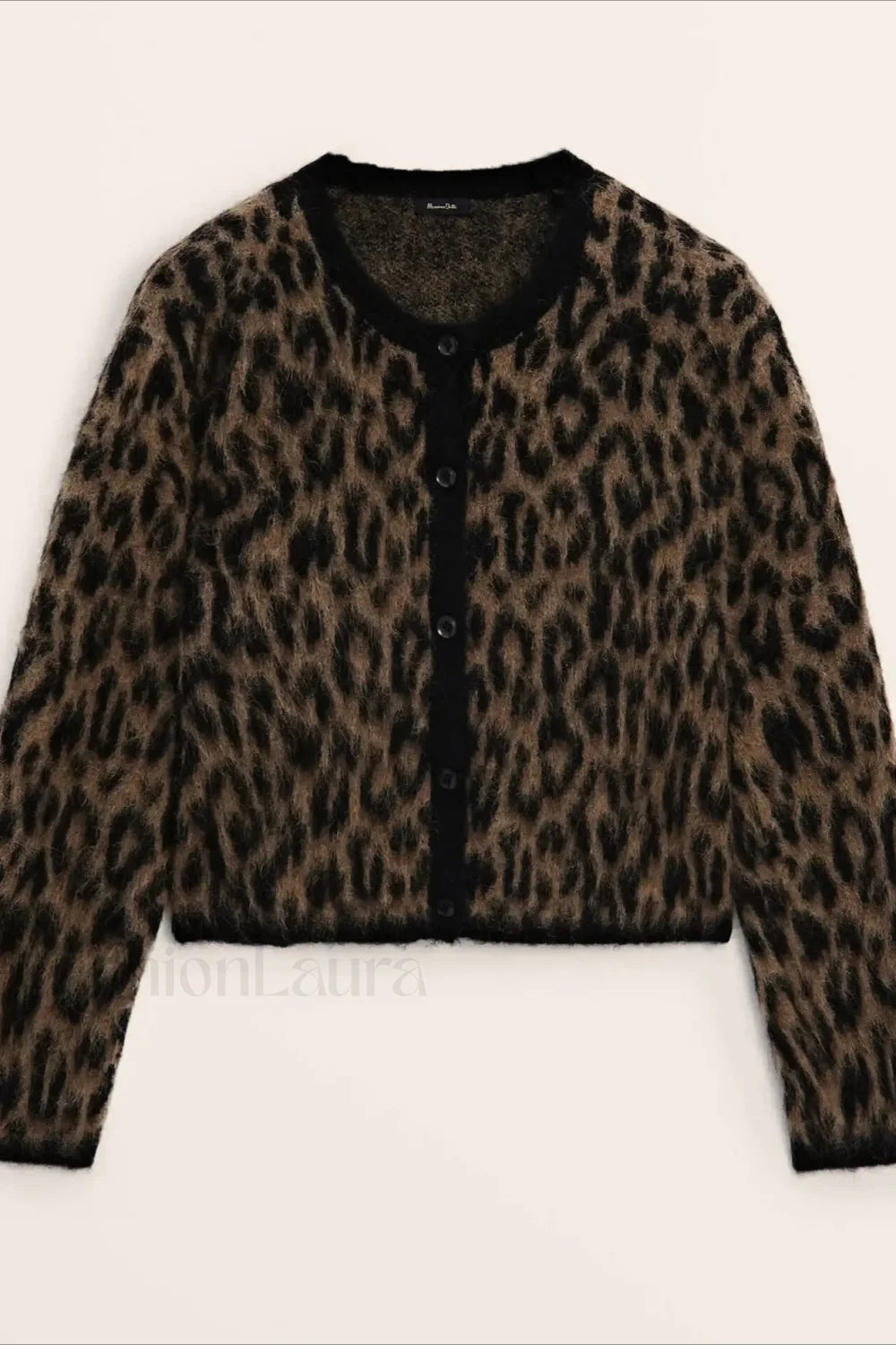 Soft Waxy Round Neck Cardigan Brown / XS