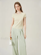 Soft Wool Lace Up Summer Grey T Shirt
