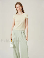 Soft Wool Lace Up Summer Grey T Shirt