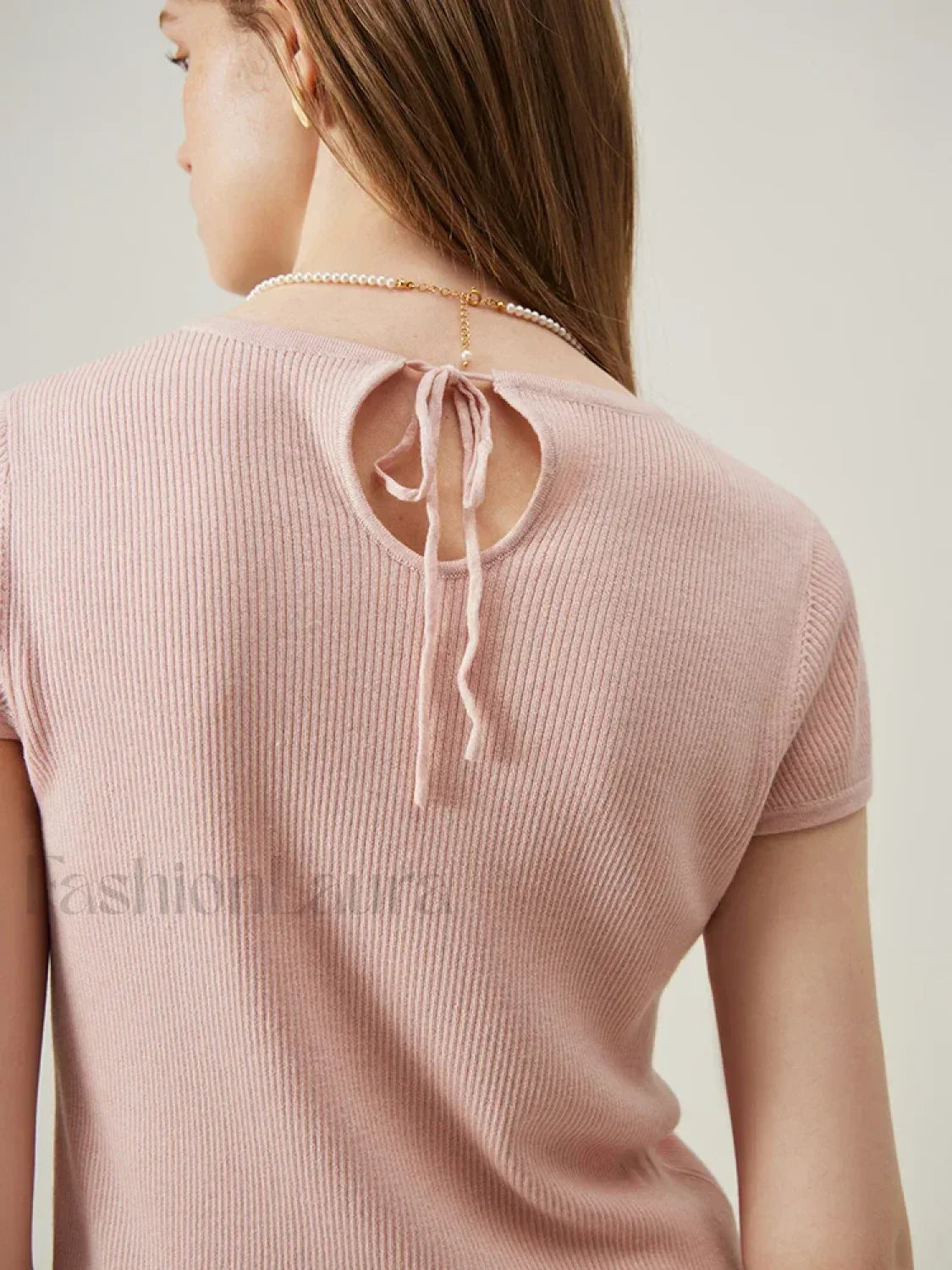Soft Wool Lace Up Summer Grey T-Shirt Secondary image