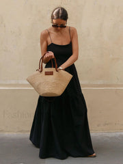 Solid Backless Long Dress Dresses