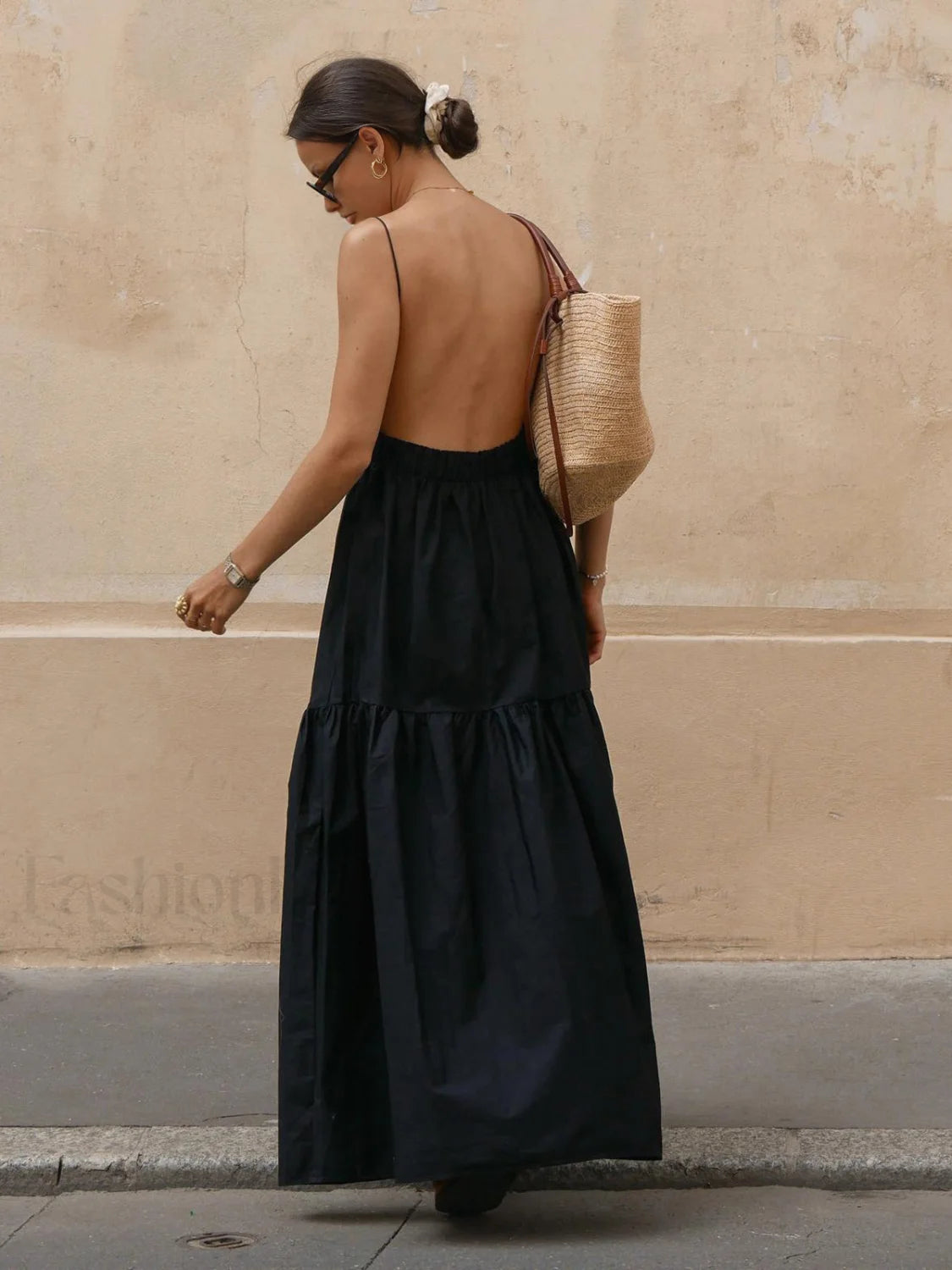 Solid Backless Long Dress Secondary image