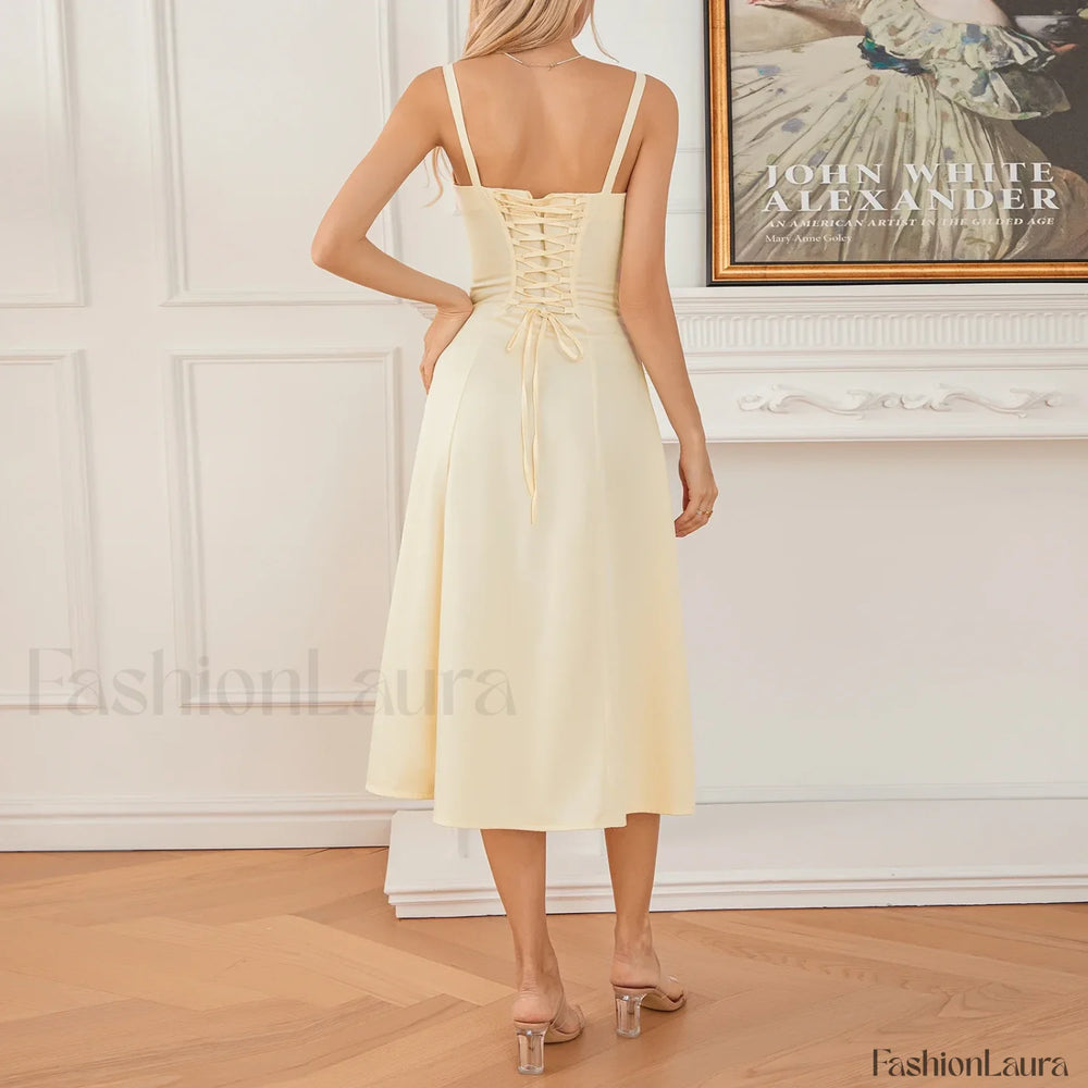 Solid Bandage A Line Midi Dress