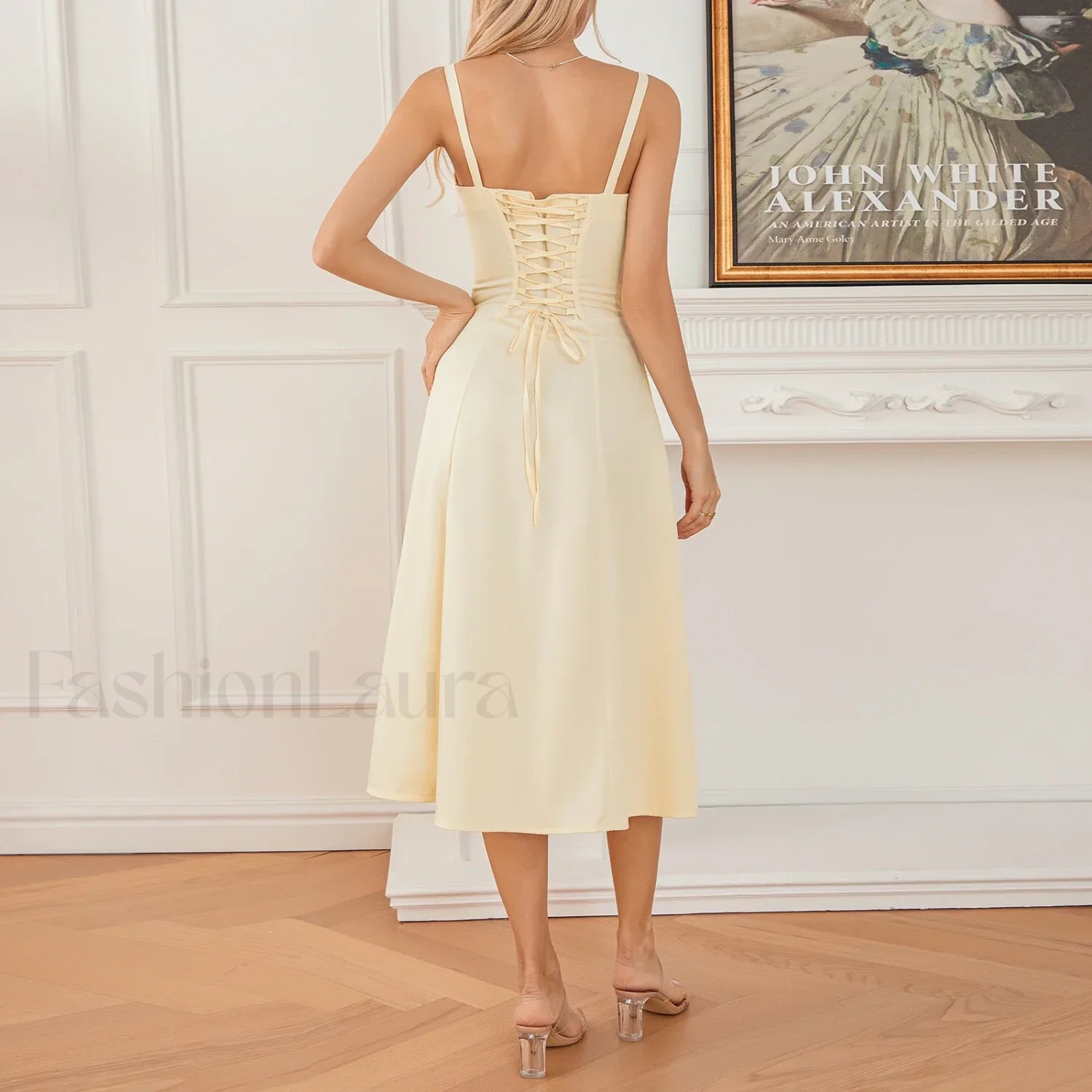 Solid Bandage A-Line Midi Dress Secondary image