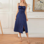 Solid Bandage A Line Midi Dress