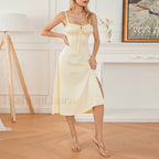 Solid Bandage A Line Midi Dress
