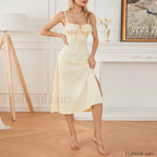 Solid Bandage A Line Midi Dress