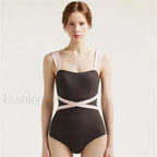 Solid Black Open Back One Piece brown / M